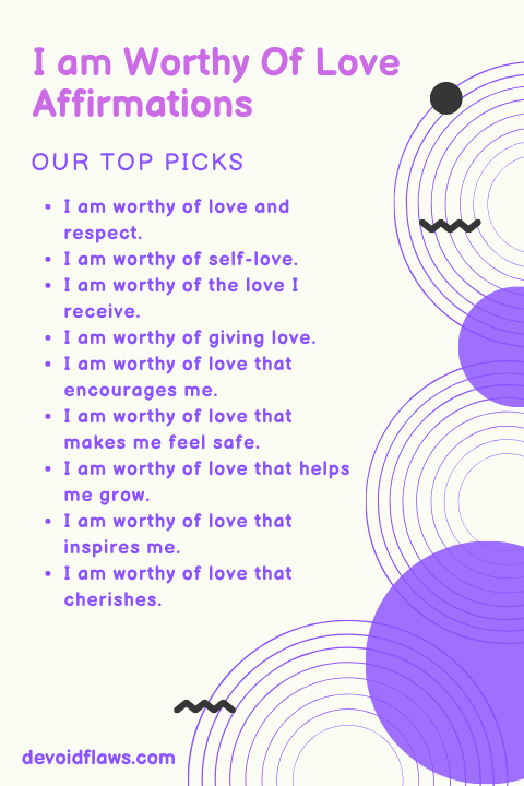 I am Worthy of Love Affirmations Infographic