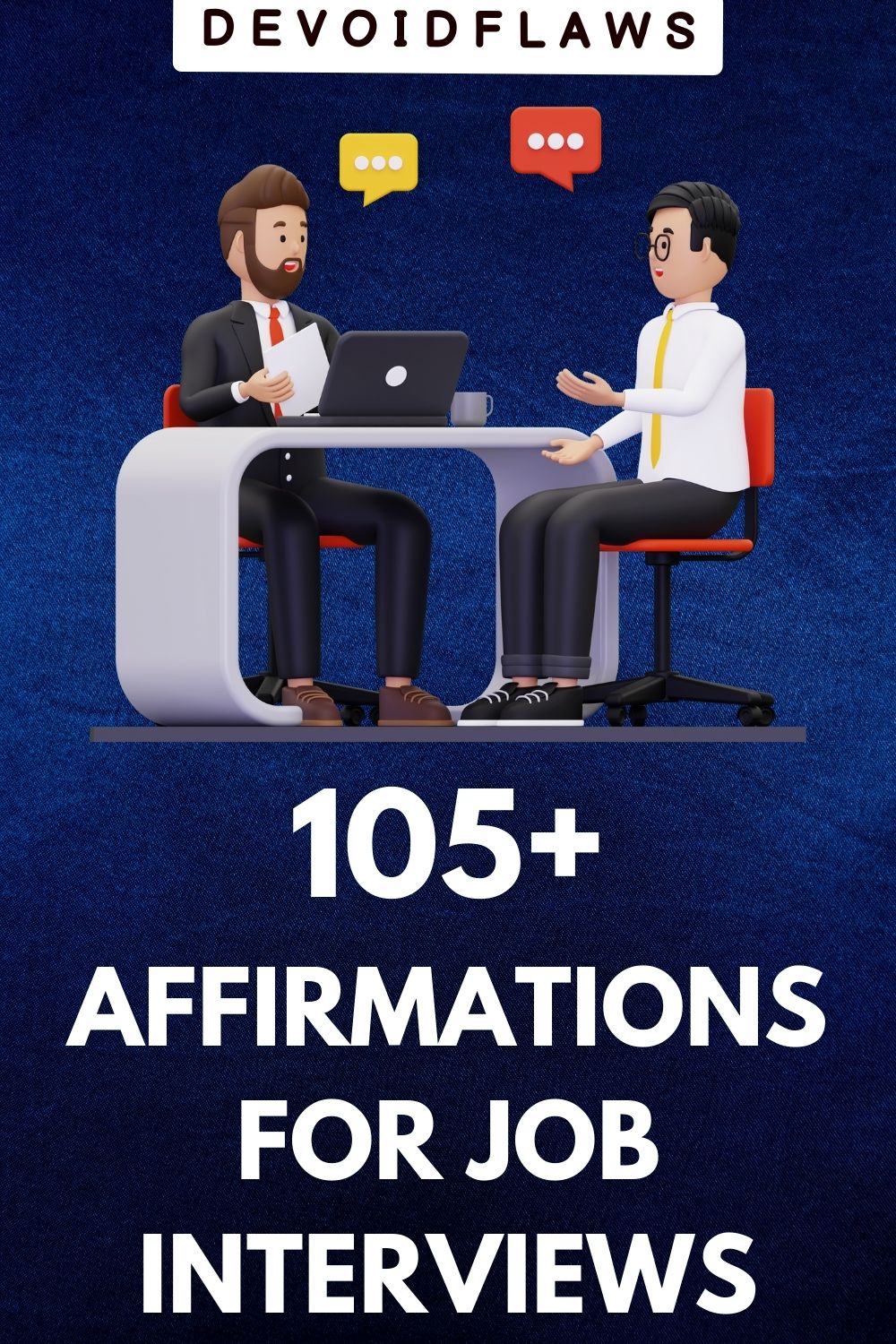 blue text image with text - 105+ affirmations for job interviews