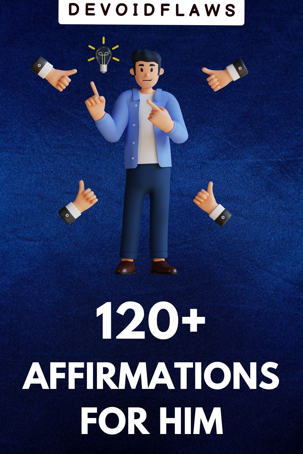 blue text image with text - 80+ affirmations for him 