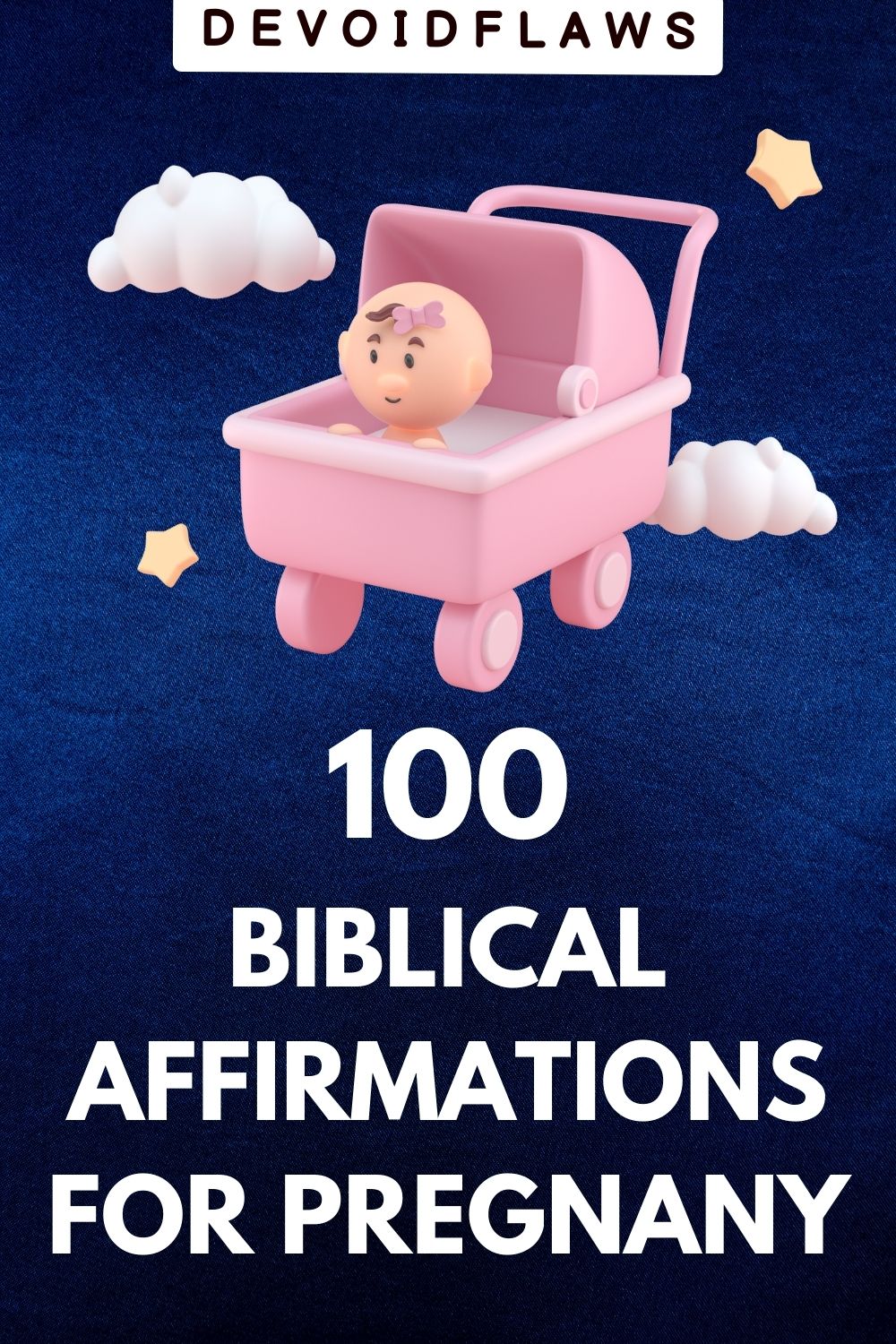 blue background image with text - 100 biblical affirmations for pregnancy