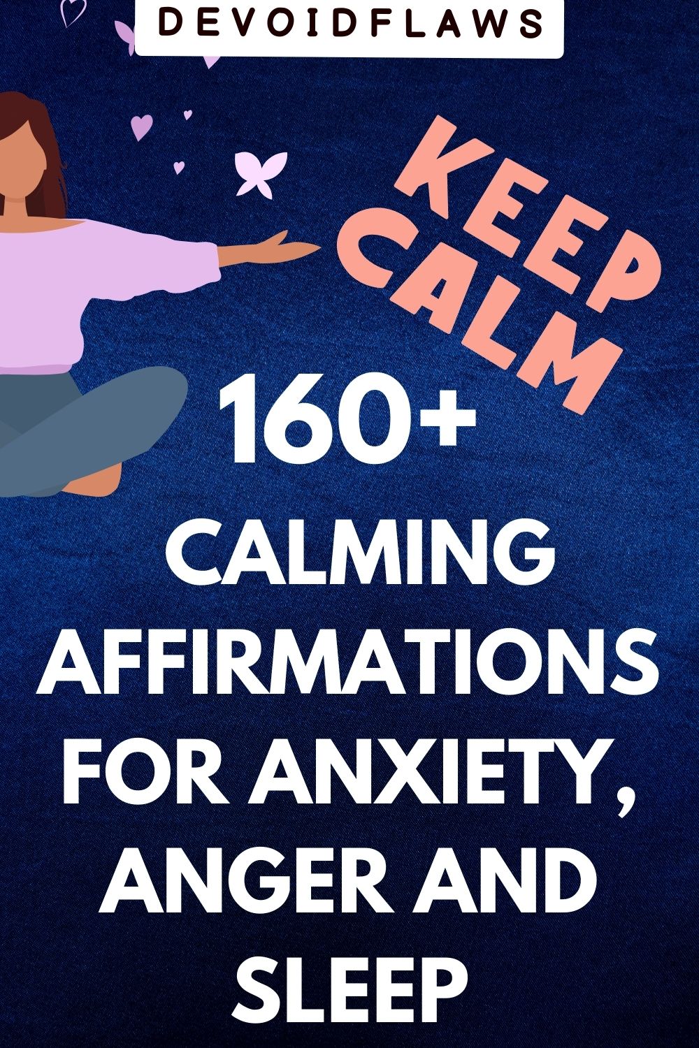 blue background image with text "160+ affirmations for anxiety, anger and sleep"