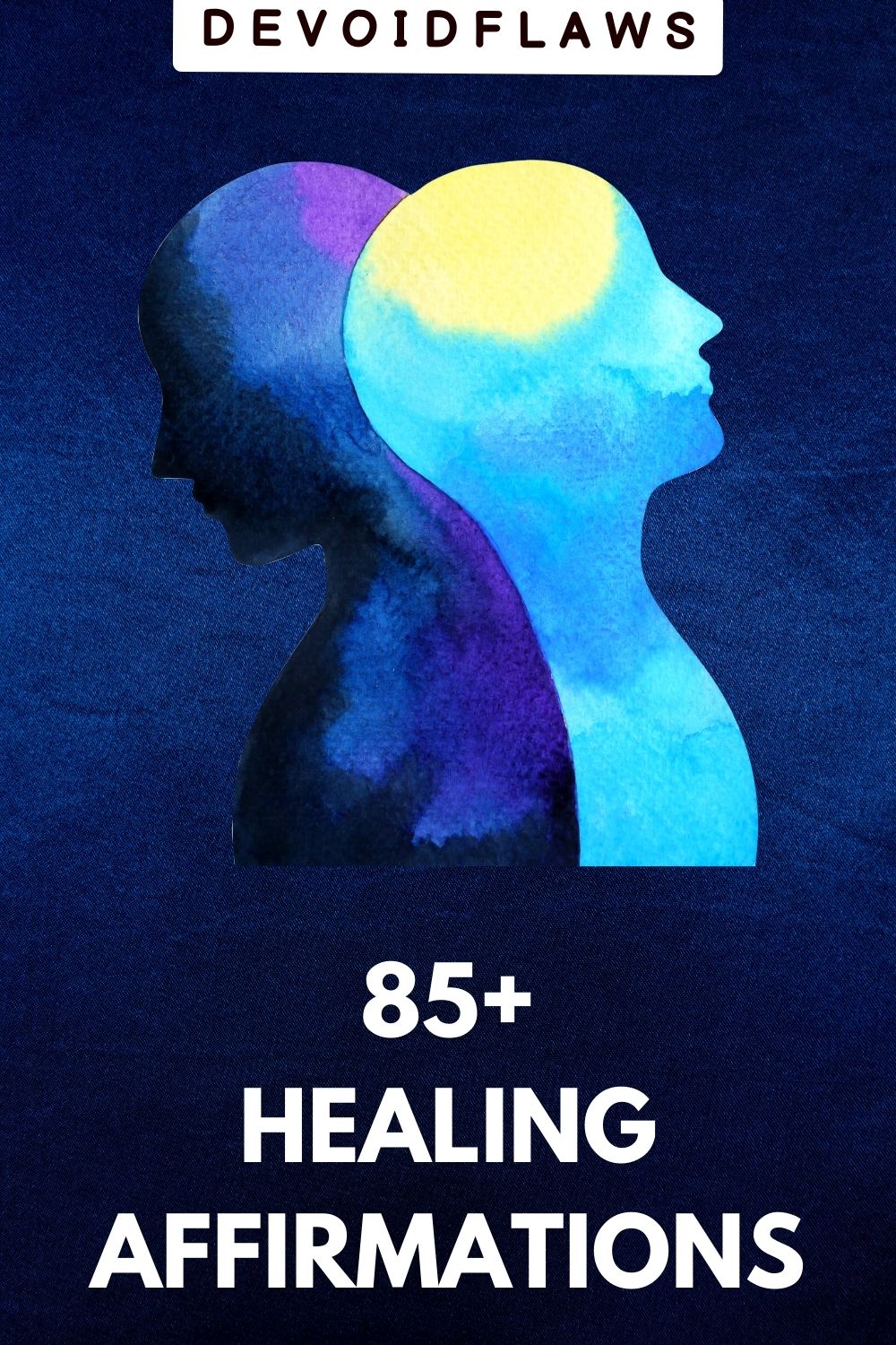 blue background image with text - 85+ healing affirmations