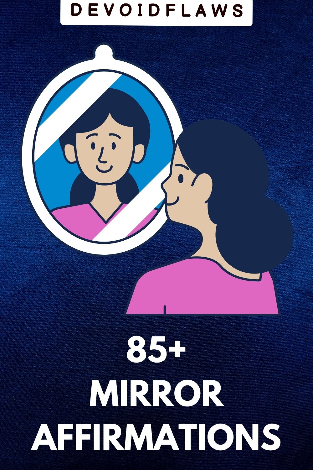 blue background image with text - 85+ mirror affirmations