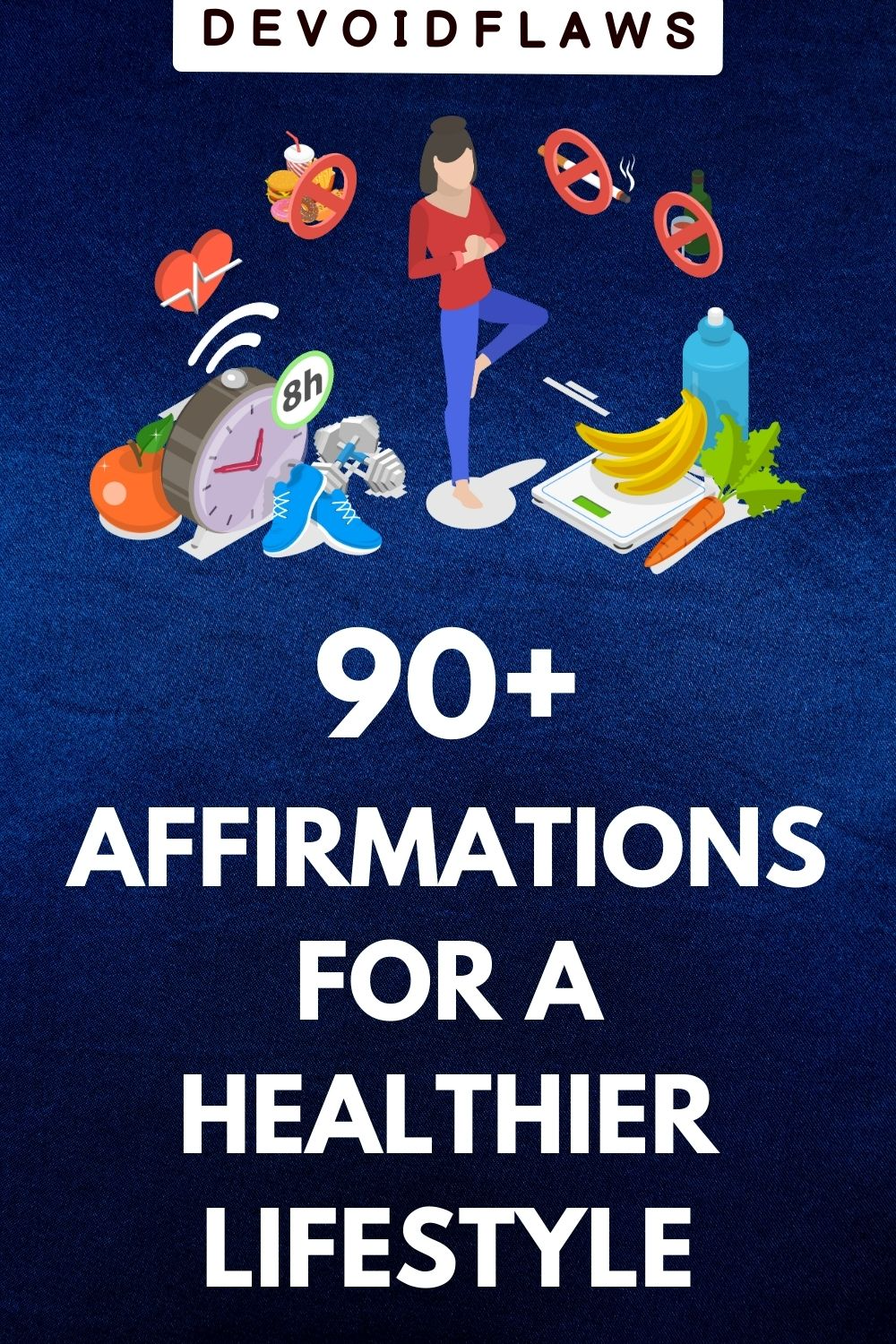 blue text image with text - 90+ affirmations for a healthier lifestyle